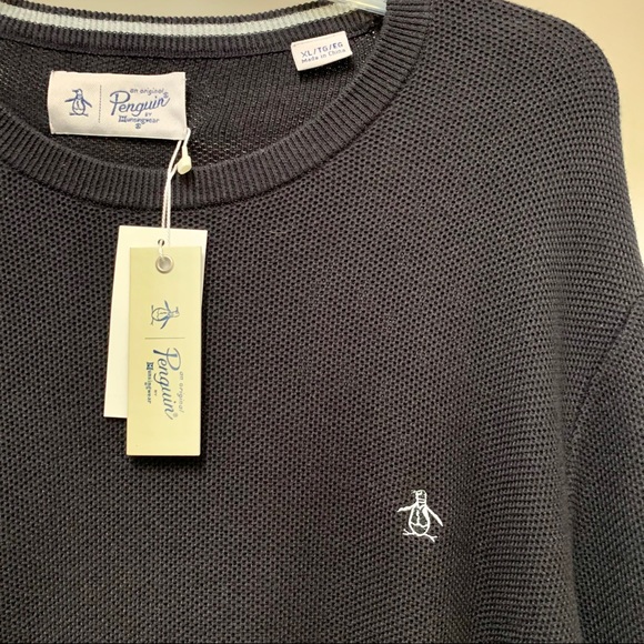 Mens Penguin Munsingwear Sweater Long Sleeve Crewneck Black Heavy Knit XL - Picture 3 of 7
